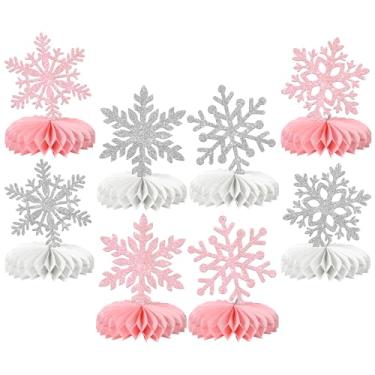 Imagem de Rsstarxi 12 Pack Pink Snowflake Honeycomb Centerpieces Frozen Winter Wonderland Party Decorations for Christmas Holiday Winter Birthday Baby Shower Snowflake Party Decorations