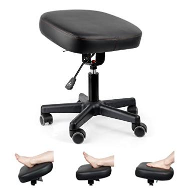Imagem de Lilithye Banco de apoio para os pés sob a mesa altura ajustável e ângulo de inclinação apoio para os pés otomano banco ergonômico para os pés com rodas apoio de pé rolante 360° para escritório em casa (preto novo)