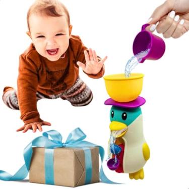 Imagem de Brinquedo de banho Pinguim Cascata de Água para distração do bebê criança 12 meses 1 ano presente menino natal aniversario menina dia das crianças