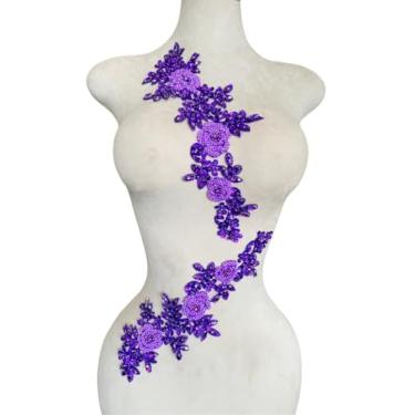 Imagem de Zbroh 1 par de apliques de strass feitos à mão vermelhos/branco//verdes/azuis, apliques de costura, pedras, acabamento de renda, acessório para roupas sociais e chapéu (roxo AB)