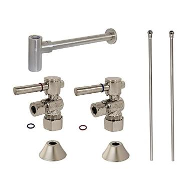 Imagem de Kingston Brass CC53308DLLKB30 Kit de acabamento de pia de encanamento contemporâneo com armadilha P para lavatório e cozinha, níquel acetinado