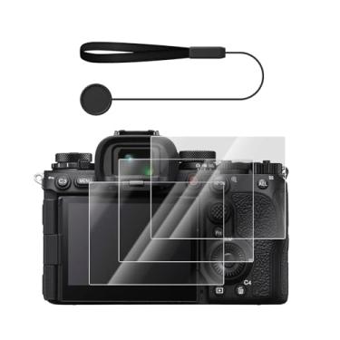 Imagem de VOVMOEYA 【Pacote com 3 películas + 1 película antiperda para Sony A7R5//A7R V/Alpha 7R V, para Sony a1 mark ii/A1M2/Alpha 9 III/A9M3/ILCE-9M3 Película de vidro temperado, 0,25 mm 9H antiarranhões