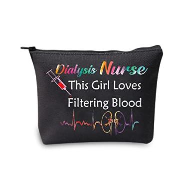 Imagem de MBMSO Bolsa de maquiagem para enfermeira de diálise, esta menina adora filtrar sangue diálise tecnológica, presente de nefrologia, bolsa de presente de enfermagem, Bolsa de enfermeira de diálise -
