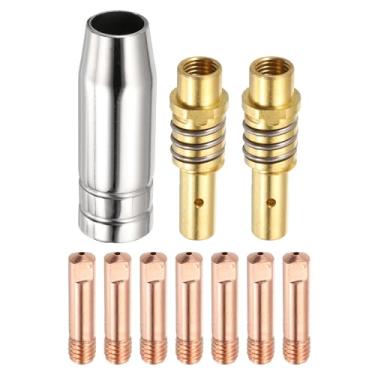 Imagem de HARFINGTON Kit de pistola de solda MIG, 10 peças, difusor de bico de ponta de contato, acessório de substituição de soldador MIG com suporte de conexão para tocha de soldagem MB15 15AK