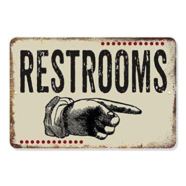 Imagem de Placa de banheiro apontando para a direita massa de vidraceiro restaurante placas rústicas decoração de parede banheiro banheiro porta de negócios presente 8 x 12 metal alto brilho 208120061058
