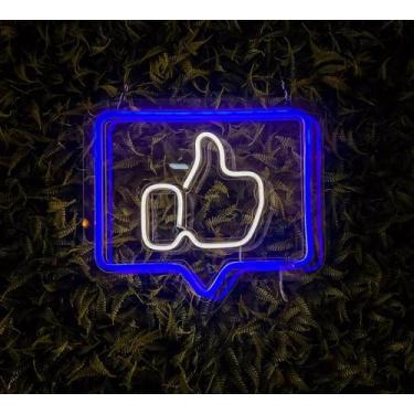 Imagem de Painel Neon Led  Like Facebook Azul 30 Cm - CNC Sorocaba