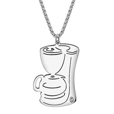 Imagem de DALANE Colar de aço inoxidável delicado para cafeteira banhado a ouro 18 k com pingente de joia para mulheres, meninas, amuletos de café, Medium, Aço inoxidável, Sem Pedra Preciosa