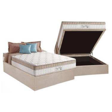Imagem de Cama Box Baú Casal: Colchão Molas Ensacadas Superlastic King Best + Base Crc Suede Clean (138x188)