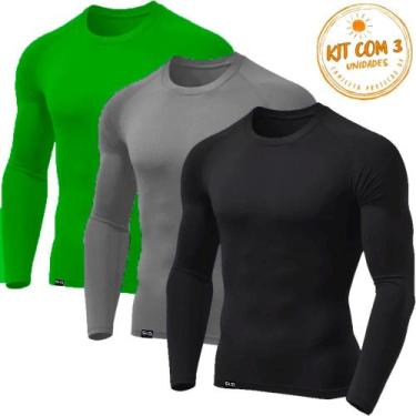 Imagem de Kit com 3 Camisetas Masculinas Térmica Segunda Pele com Proteção UV Te
