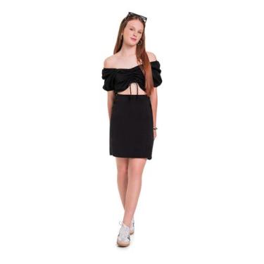 Imagem de Vestido em Tecido Juvenil Gloss, Preto, 16