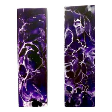 Imagem de Malayan Products Conjunto arílico de escala de cabo de faca 13 cm por 4 cm por 0,6 cm, material de apertos de resina, artesanato de lâminas de faca DIY, redemoinho de mármore roxo personalizado