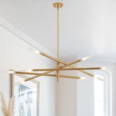 Imagem de VANZARLA Lustre Sputnik Moderno Para Entrada, Iluminação Pendente Industrial Dourada, Luminária Suspensa Vintage De 8 Luzes Para Sala De Jantar, Quarto, Cozinha, Hall De Entrada