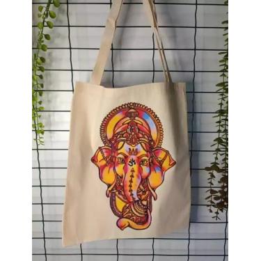 Imagem de Bolsa Ecobag - CABEÇA DE GANESHA - Ecológica 100% Algodão Cru - Lojas 
