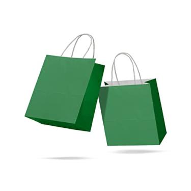 Imagem de Sacola de Papel Kraft Colorido Reforçada Alça Torcida P 18 x 22 x 9cm 100 unidades (Verde Escuro)