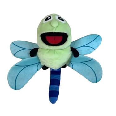 Imagem de Fantoche de mão pelúcia animais brinquedo educativo material didático (Verde-água Libélula)