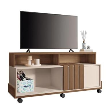 Imagem de Rack Bancada Graci 1.3 Tv até 50" Polegadas com Rodizios Castanho/off White