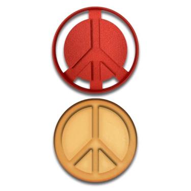 Imagem de Cortador de biscoito Peace Emblem – 10 x 10 cm, ótimo para fondant, massa e artesanato, perfeito para biscoitos com tema hippie e retrô