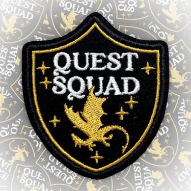 Imagem de Patch Quest Squad Armadura engraçada de 7,6 cm, meme de dragão quarta asa, aplique de tecido bordado para caminhoneiro, chapéus, roupas, mochila, acessórios faça você mesmo, colegas de trabalho,