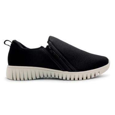 Imagem de Tênis Usaflex Feminino Slip On Elastano Zíper Casual Preto Ae22039001 36