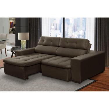 Imagem de Sofá 3 Lugares Retrátil e Reclinável Antonela 2,10m Suede Marrom Madelina Decor