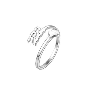 Imagem de COLORFUL BLING Anel delicado de ouro/prata amor coração anjo da sorte anel ajustável aliança de casamento aniversário anéis de compromisso para mulheres amizade bonito numerologia joias, Metal,