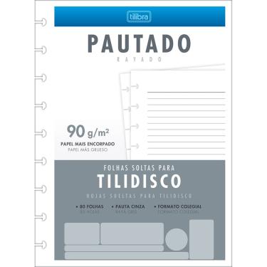 Imagem de Refil para Fichário Tilidisco Colegial Pautado 80 Folhas Tilibra Papel 90g