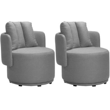 Imagem de Kit 2 Poltronas para Sala e Escritório Base Giratória Mika - Konfort, 