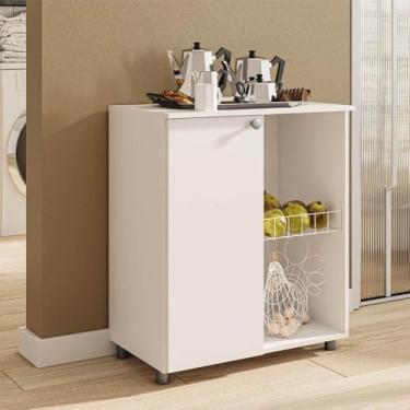 Imagem de Balcão Multiuso para Micro-ondas com Fruteira e 1 Porta Multimóveis Cr20346 Branco