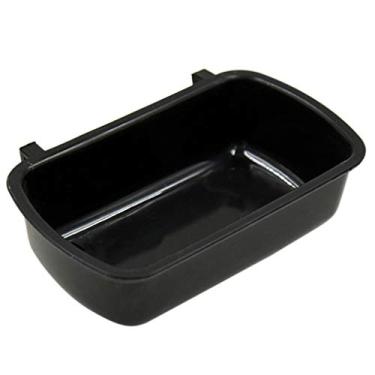 Imagem de HYROOY Prato de alimentação pequeno para animais de estimação, tigela de comida com ganchos, tigela de água para pássaros, hamster, cachorrinho, rabino, plástico preto