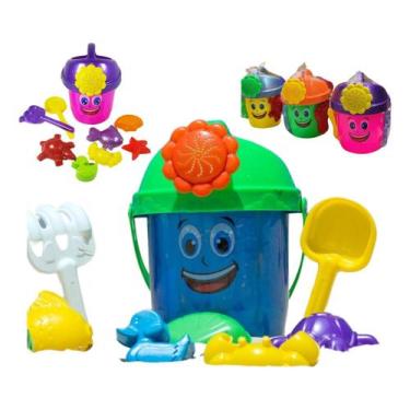 Imagem de Baldinho De Praia Areia E Regador Moldes Divertidos 9 Peças - Rei do B