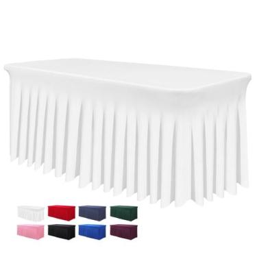 Imagem de Saia de mesa BDDC para mesas retangulares de 6 pés, branca, peça única