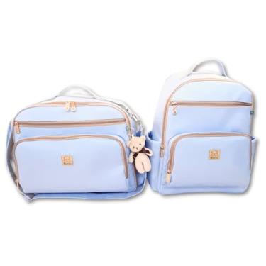 Imagem de Kit Bolsa Mala Maternidade Bebe Enxoval Grande + Mochila + Trocador - Linha Austin (Azul)