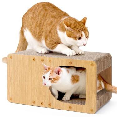 Imagem de Cardboard Cat Scratcher House EHEYCIGA 50cm para gatos de interior