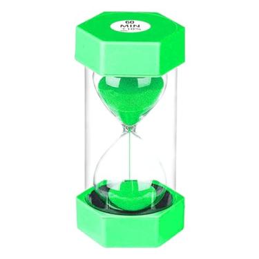 Imagem de Ampulheta Temporizador de Areia de 60 Minutos, Relógio de Areia Colorido de 60 Minutos, Pequeno Relógio de Areia Verde 60 Minutos, Temporizador de Plástico para Crianças, Jogos, Sala de Aula, Cozinha, Ketch, Decoração