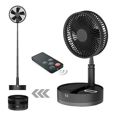 Imagem de UN UNITEDTIME Ventilador dobrável oscilante com controle remoto, ventiladores operados por bateria de 10800 mAh, portáteis para ambientes externos, pátio, praia, viagens, quarto, 4 velocidades, com