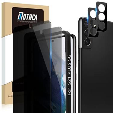 Imagem de Mothca [Pacote com 2 + 2] Protetor de tela de privacidade para Samsung Galaxy S21+/S21 Plus 5G de 6,7 polegadas [Não serve para S21 ou S21 Ultra] Protetor de lente de câmera antiespião PET + moldura
