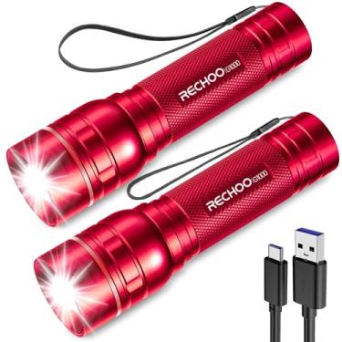 Imagem de Lanternas recarregáveis de alto lúmens, luz de flash super brilhante G1000, pacote com 2, pequena lanterna de LED com zoom com 3 modos de iluminação, lanternas portáteis para acampamento essenciais,