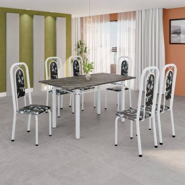 Imagem de Conjunto Sala de Jantar com 6 Cadeiras Lara Preto / Branco