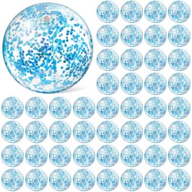 Imagem de Hungdao 50 bolas infláveis de praia com glitter, 20 cm, mini bola inflável transparente de confetes, pequenas bolas de praia com glitter, bola esportiva para verão, piscina, lembrancinhas de festa,