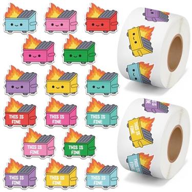 Imagem de Andi Cppss Dumpster Fire Roll Stickers - 1000PCS Dumpster Fire Stickers for Kids Adults Water Bottle Funny Classroom Rewards Sticker for Scrapbooking Vinyl Waterproof Carton Decals for Laptop Luggage