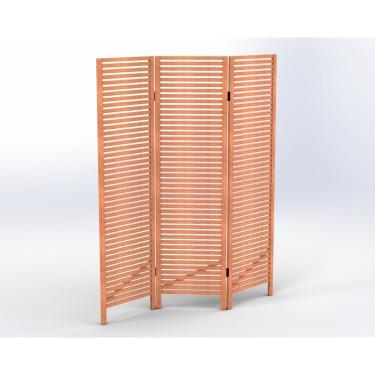 Imagem de Biombo Decorativo Oliver 3 Folhas Em Madeira Maciça Stain Jatobá