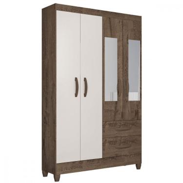 Imagem de Guarda Roupa Solteiro Real 4 Portas 2 Gavetas Atualle Móveis Mocaccino Rústico Natura Off White