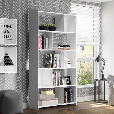 Imagem de Estante Multiuso Com Nichos 91x183cm Mdp Branco Menu Móveis Branco