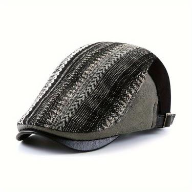 Imagem de Boina Vintage Estilo Britânico - , Listrado Com Fivela Ajustável Preto