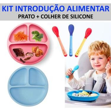 Imagem de Kit Introdução Alimentar Prato Silicone e Ventosa + Colher Silicone Te