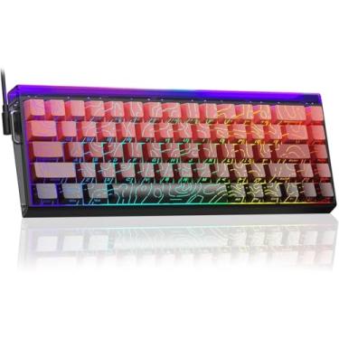 Imagem de HERO 68 HE 60% teclado para jogos com fio, teclado magnético de efeito Hall com acionamento ajustável, modo de disparo rápido, taxa de pesquisa de 8K Hz, latência de 0,125 ms, teclas PBT（Vermelho）