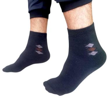 Imagem de Kit 2 Pares Meias Masculina Inverno Grossa Macia Cano Alto - RJC, Azul