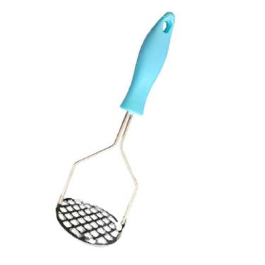 Imagem de Amassador de Batatas Legumes Multiuso Aço Inox 24cm - Pra vc, Azul