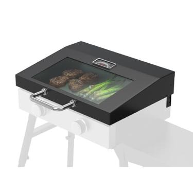 Imagem de Novo capô com tampa de chapa articulada de vidro de 56 cm para chapa Blackstone de 55,88 cm, capa dura para churrasqueira 55,88 cm Blackstone 5011 Grill