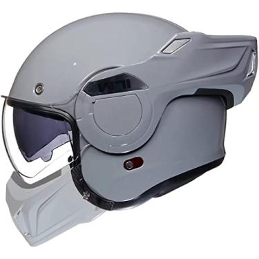 Imagem de ILM Capacete Modular Vintage Integral Para Motocicleta, Adulto, Masculino, Quadriciclo, Utv, Moto De Neve, Com Proteção Queixo Reversível 180°, Modelo Dot-B707 (Cinza, G)